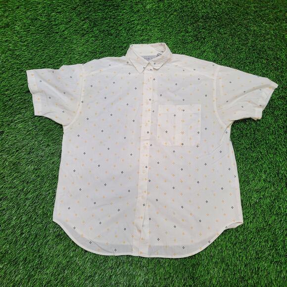 Vintage 90s Venezia Geometric Print Baggy Button Shirt Womens XS Short-Sleeve - Picture 1 of 12